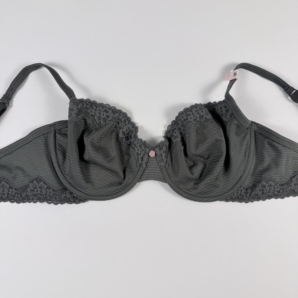 Victoria's Secret Other - Victoria's Secret T-Shirt Cotton Shadow Stripe Unlined Demi Gray Bra 38C NWT